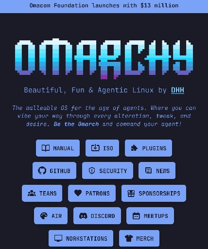 Screenshot of the Omarchy website's home page